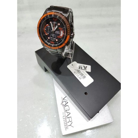 Orologio uomo VAGARY chrono in acciaio nero e ghiera arancione mod.IA8-245-51