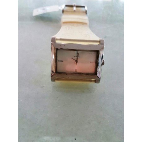 Orologio donna GUESS cassa in acciaio rettangolare con cinturino in gomma trasparente mod.I60430L1