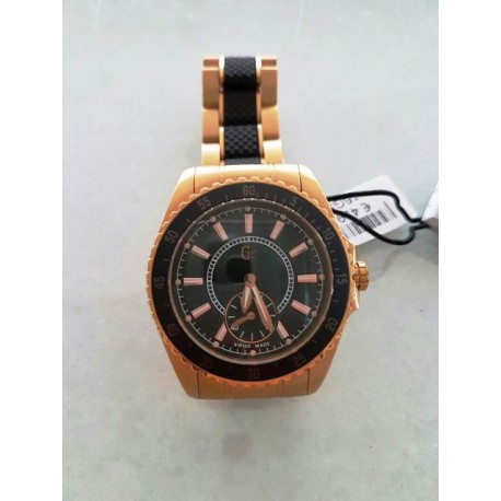 Orologio unisex GUESS COLLECTION cinturino in acciaio rosè e nero cassa rotonda swiss made mod.I47001L1