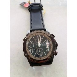 Orologio uomo GUESS chrono cinturino in pelle nera cassa tonda in acciaio nero mod.W18542G2