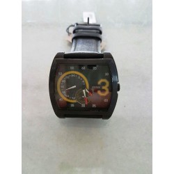 Orologio uomo GUESS cinturino in pelle nera cassa in acciaio nero rettangolare con doppia ora mod.85521G1