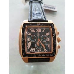 Orologio uomo GUESS COLLECTION chrono cinturino in pelle nero cassa quadrata in acciaio rosè swiss made mod.I39500G1