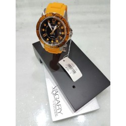 Orologio uomo VAGARY con cinturino in gomma arancione e cassa in acciaio con ghiera arancio mod.ID9-817-50