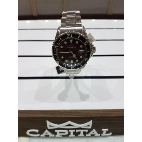 Orologio uomo in acciaio CAPITAL mod.AT964*RRO cinturino oyster fondo scuro submariner automatico