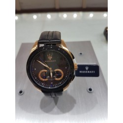 Orologio uomo MASERATI mod. TRAGUARDO 45mm chrono black cinturino in pelle nero R8871612025